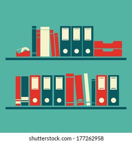 abstract books shelf on a blue background