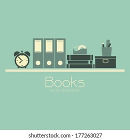 abstract books shelf on a blue background