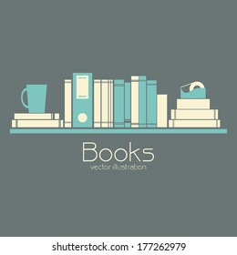 abstract books shelf on a gray background