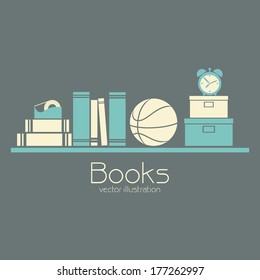 abstract books shelf on a gray background