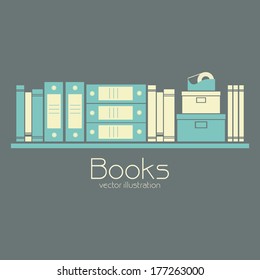 abstract books shelf on a gray background