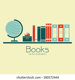 abstract books shelf on a yellow background