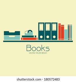 abstract books shelf on a yellow background