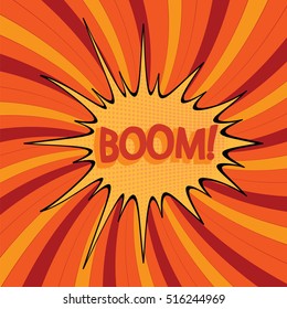abstract boom blank speech bubble pop art, comic book on yellow background vector illustration
