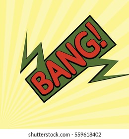 abstract boom blank speech bubble pop art, comic book on yellow background vector illustration