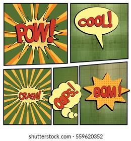 abstract boom blank speech bubble pop art, comic book on yellow background vector illustration