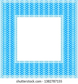 Abstract border with blue pattern. Vector illustration. Design element for photo frame, poster or home decor.