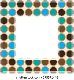 Abstract  border with brown and blue dots.