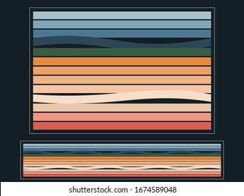 Abstract border. Colored lines are straight and curved. Vector illustration. Pastel color on a dark background.