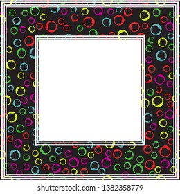 Abstract border with colorful bubbles. Vector illustration. Design element for photo frame, poster or home decor.