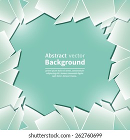 Abstract border of cracked geometric shapes around  place for text