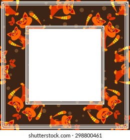 Abstract border with enamored cats on a dark background.