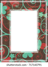 Abstract border with floral curves. Template for photo frames or images.