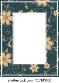 Abstract border with floral curves. Template for photo frames or images.