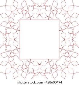 Abstract border frame background with delicate lace contour doily isolated on white (transparent) background. Space for invitations, promotional poster or greeting cards text. Vector illustration eps