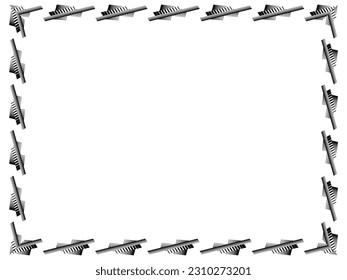 abstract border frame, creative geometric black and white pattern, vector decorative design element