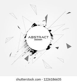 Abstract border, frame grunge design with 3d triangle background. Vector, Illustratoin.