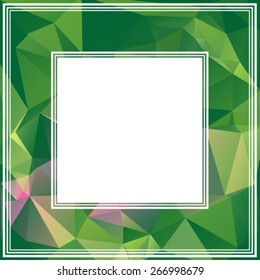 Abstract  border with green and pink polygonal triangles.