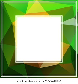 Abstract border with green and yellow triangles.