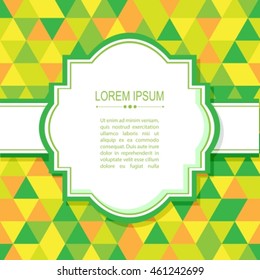 Abstract border with green and yellow triangles.