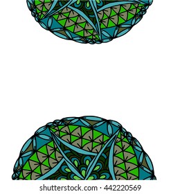 Abstract border mandala on white background