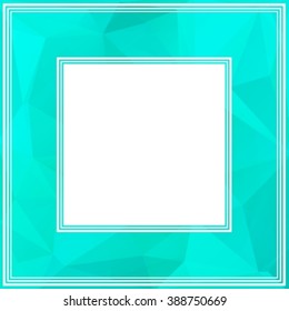 Abstract border on a blue bright polygonal background.