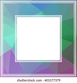 Abstract border on a blue-violet polygonal background.