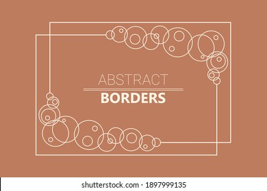 Abstract border on brown background, earthy color tones of terra-cotta red with beige geometric frame, modern pattern frames and borders in vector design