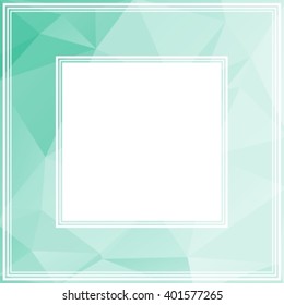 Abstract border on a mint light polygonal background.
