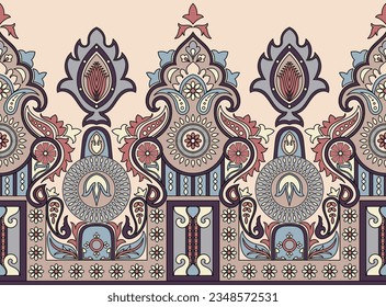 Abstract border. original vintage pattern Ethnic tribes. Seamless. Hand drawn quilling flowers. Carpet Borders, Woven Fabrics, Book Covers