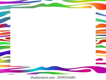 Abstract border of rainbow colored curved lines. Border with colorful abstract motif
