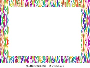 Abstract border of rainbow colored curved lines. Border with colorful abstract motif