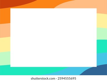 Abstract border of rainbow colored curved lines. Border with colorful abstract motif