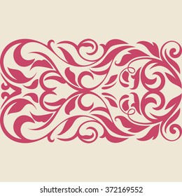 Abstract border. Vintage design on a beige background. Floral border