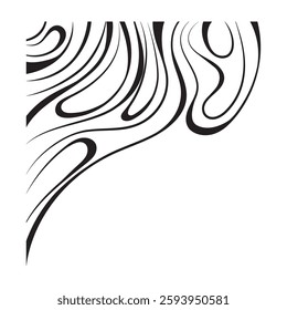 Abstract border with wavy minimal line art contour design decoration