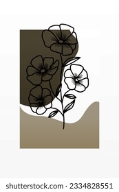 Abstract botani wall art decoration. Boho flower wall decor printable poster. Flower wall art home decoration poster