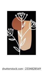 Resumen de la decoración de arte mural botani. Cartel imprimible de decoración de la pared de flores de Boho. Afiche de decoración de casa con arte en la pared de flores