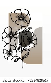 Abstract botani wall art decoration. Boho flower wall decor printable poster. Flower wall art home decoration poster