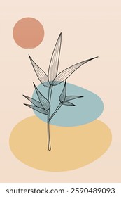 Abstract botani wall art decoration. Boho flower wall decor printable poster. Flower wall art home decoration poster