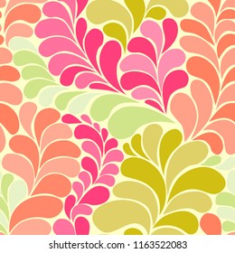 Abstract botanic hippie 60s seamless vector pattern for wrapping, craft, textile, fabric, print