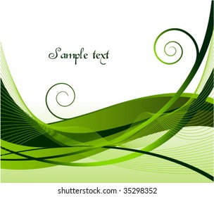 abstract botanic scroll card