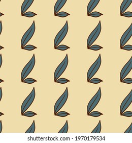 Abstract botanic seamless pattern with doodle leaf foliage silhouettes. Decorative backdrop for fabric design, textile print, wrapping, cover. Vector illustration.