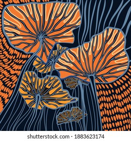 Abstract botanica. Vector illustration. Leaves print