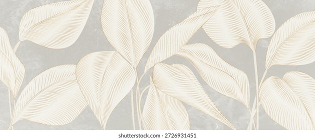 Abstractas fondo de arte botánico con Grandes hojas tropicales dibujadas a mano en estilo de línea. Un Anuncio botánico natural para decoración, Fondo de pantalla, embalaje, estampados, textiles e interiores.