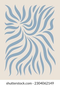 Resumen del vector de fondo del arte botánico. Diseño de patrones naturales dibujados a mano con hojas azules, ramas. Estilo contemporáneo simple ilustrado Diseño para tela, impresión, cubierta, banner, papel pintado.