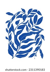 Resumen del vector de fondo del arte botánico. Diseño de patrones naturales dibujados a mano con hojas, rama. Estilo contemporáneo simple ilustrado Diseño para tela, impresión, cubierta, banner, papel pintado.