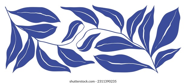 Abstract botanical art background vector. Natural hand drawn pattern design with leaves, branch. Simple contemporary style illustrated Design for fabric, print, cover, banner, wallpaper.