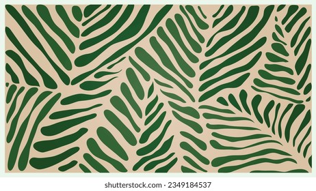 abstract botanical art background, vector natural hand drawn pattern design leaves branch