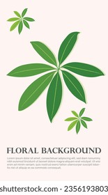Abstract botanical art background vector. Watercolor hand drawn leaf branches, flower, green foliage, Design illustration for wallpaper, banner, print, poster, cover, greeting and invitation card.