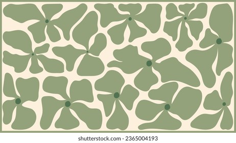 Abstract botanical art background vector. Natural hand drawn pattern design with green flower. Simple contemporary style illustrated Design for fabric, print, cover, banner, wallpaper.